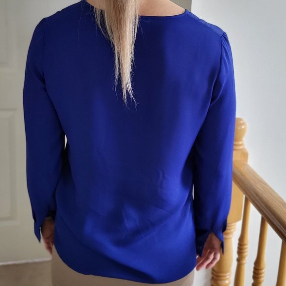 Royal Blue Button Up Blouse - Picture 3 of 7